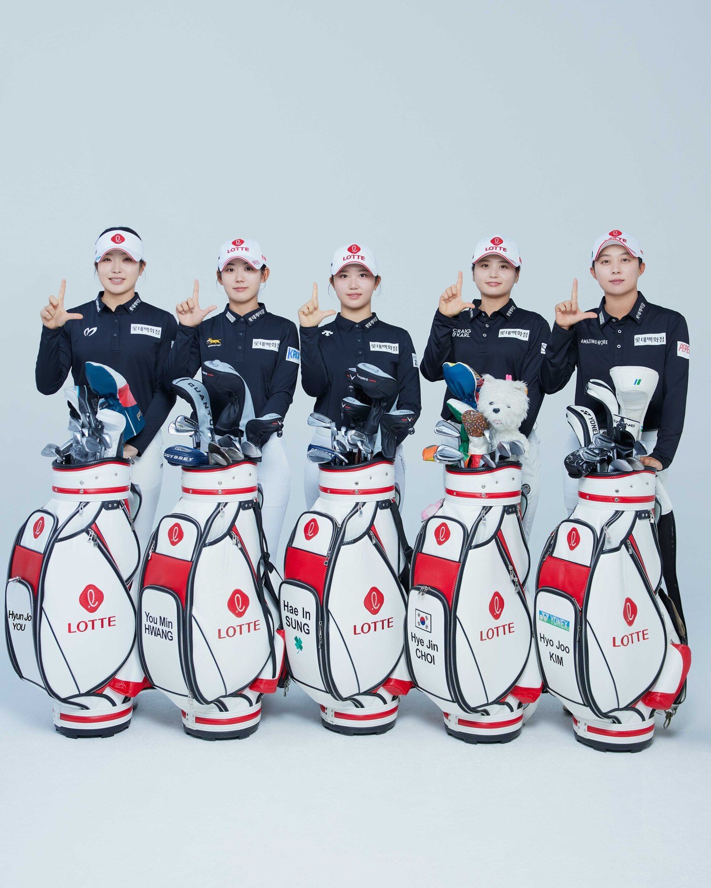 본문 이미지 - 롯데 골프단 소속 유현조, 황유민, 성해인, 최혜진, 김효주(왼쪽부터). (대홍기획 제공)