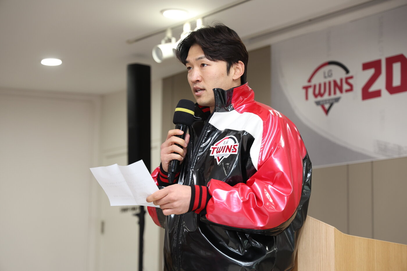 본문 이미지 - LG 트윈스가 6일 서울 잠실구장에서 2026 신년인사회를 진행했다. 사진은 주장 박해민. (LG 트윈스 제공)