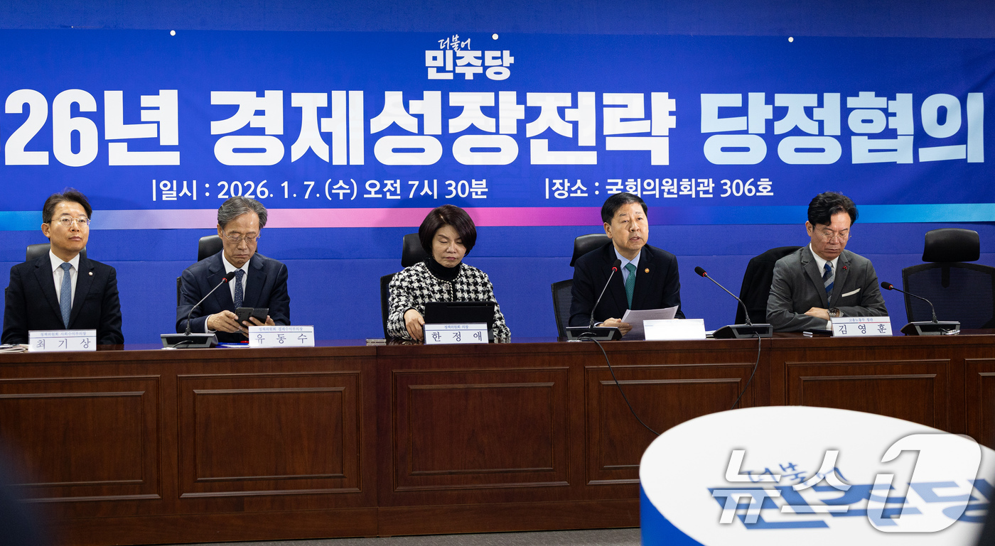 (서울=뉴스1) 유승관 기자 = 구윤철 부총리 겸 재정경제부 장관이 7일 서울 여의도 국회 의원회관에서 열린 2026년 경제성장전략 당정협의에서 모두 발언을 하고 있다. 2026. …