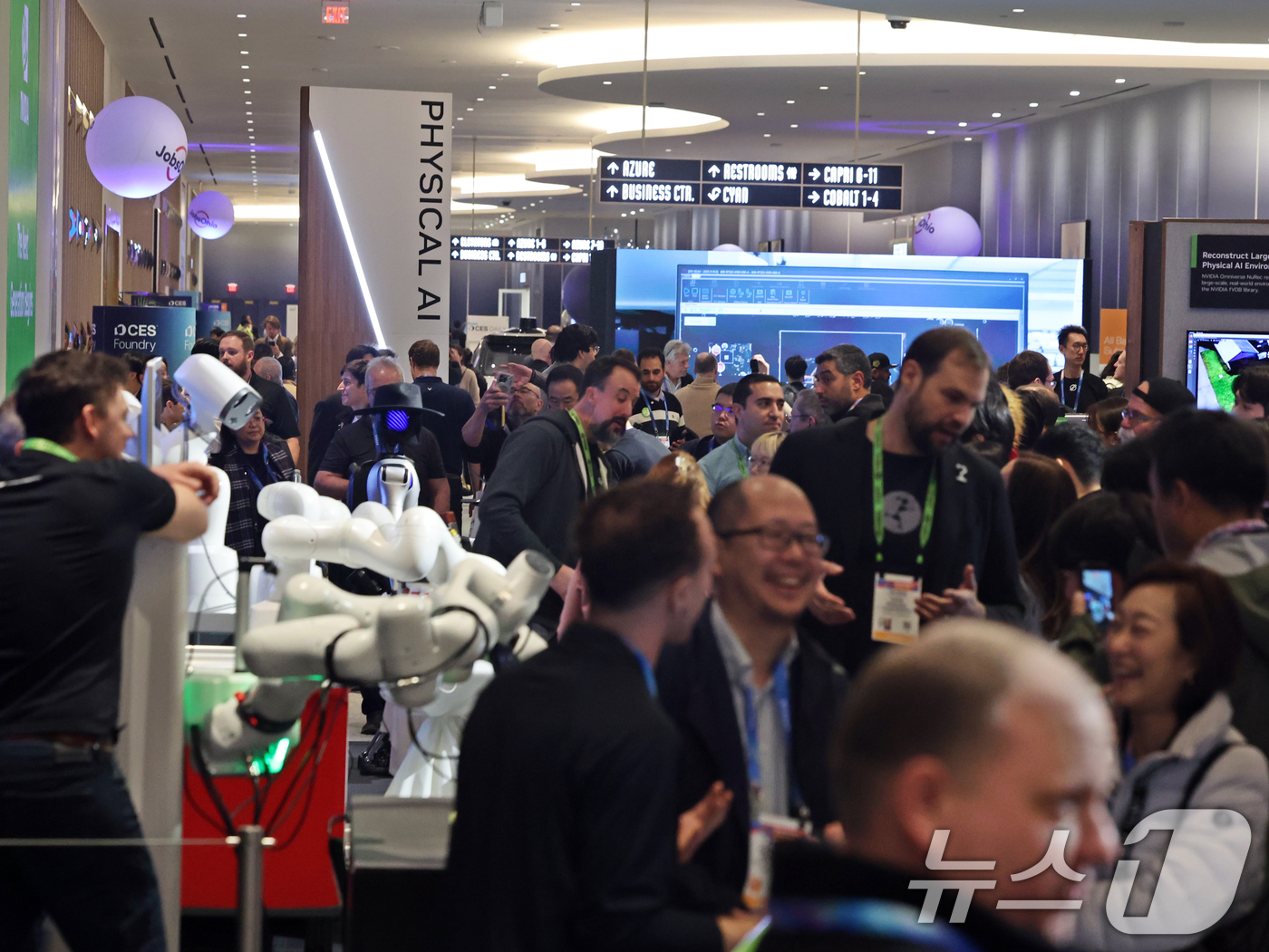 (라스베이거스=뉴스1) 황기선 기자 = 세계 최대 IT(정보기술)·가전 전시회 'CES 2026' 개막 이틀차인 7일(현지시간) 미국 네바다주 라스베이거스 퐁텐블로 호텔에 마련된 …