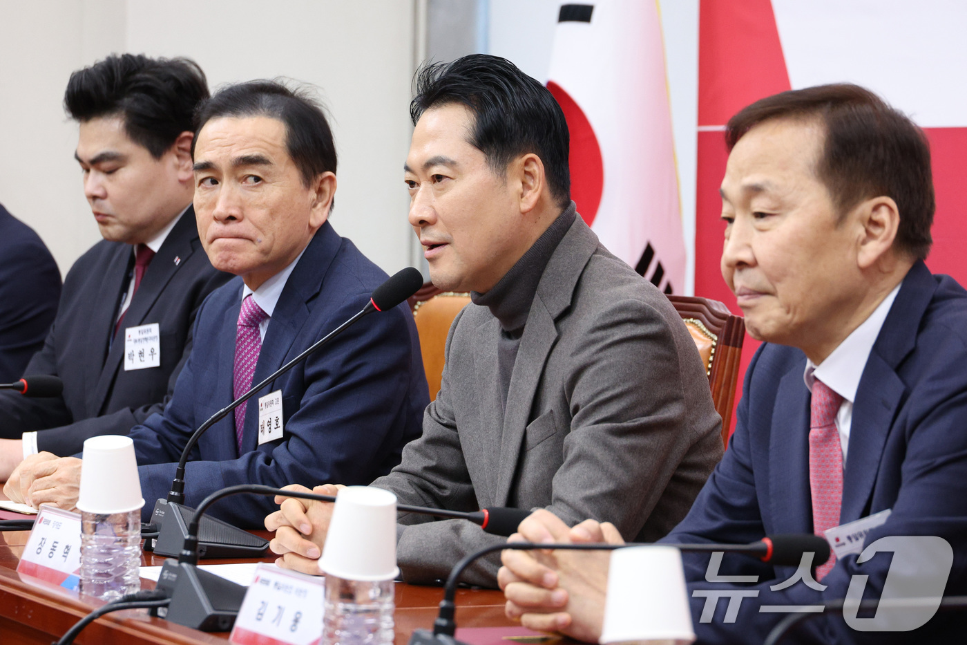 (서울=뉴스1) 신웅수 기자 = 장동혁 국민의힘 대표가 8일 서울 여의도 국회에서 열린 통일위원회 1차 전체회의에서 발언하고 있다. 2026.1.8/뉴스1