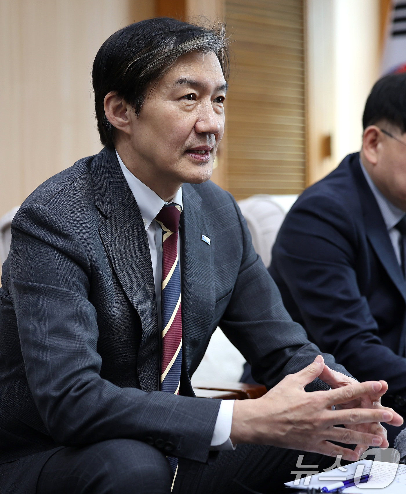 (대구=뉴스1) 공정식 기자 = 조국 조국혁신당 대표가 8일 오후 대구 북구 대구시청 산격청사에서 열린 대구시-조국혁신당 정책간담회에 참석해 발언하고 있다. 2026.1.8/뉴스1 …