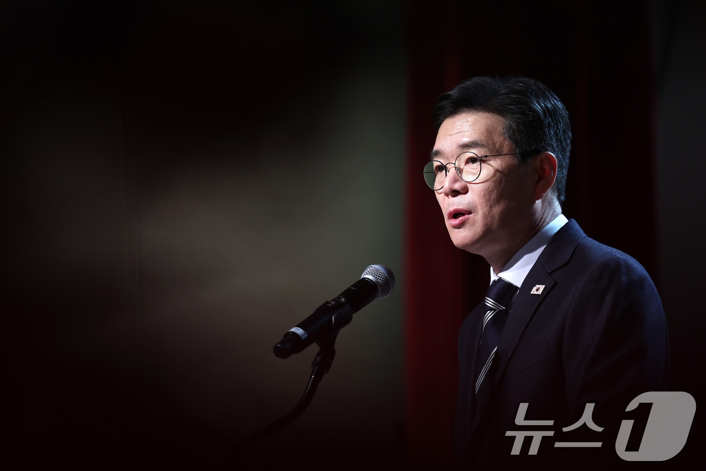 (서울=뉴스1) 구윤성 기자 = 정원오 성동구청장이 8일 오후 서울 성동구청에서 열린 2026 신년인사회에서 신년사를 하고 있다. 2026.1.8/뉴스1