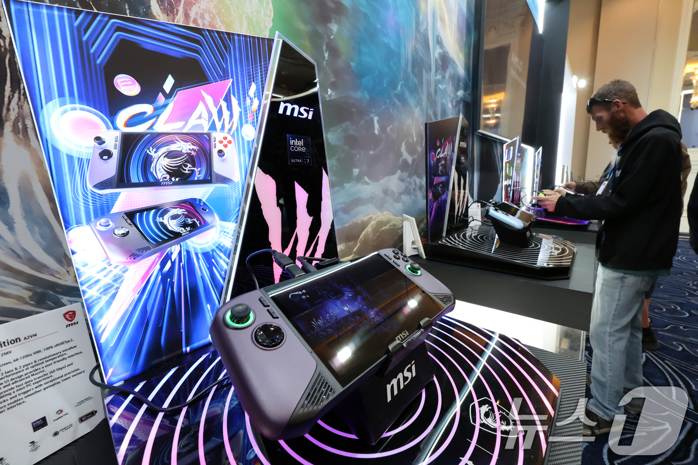 (라스베이거스=뉴스1) 황기선 기자 = 세계 최대 IT(정보기술)·가전 전시회 'CES 2026' 개막 사흘차인 8일(현지시간) 미국 네바다주 라스베이거스 베네치안호텔에서 msi …