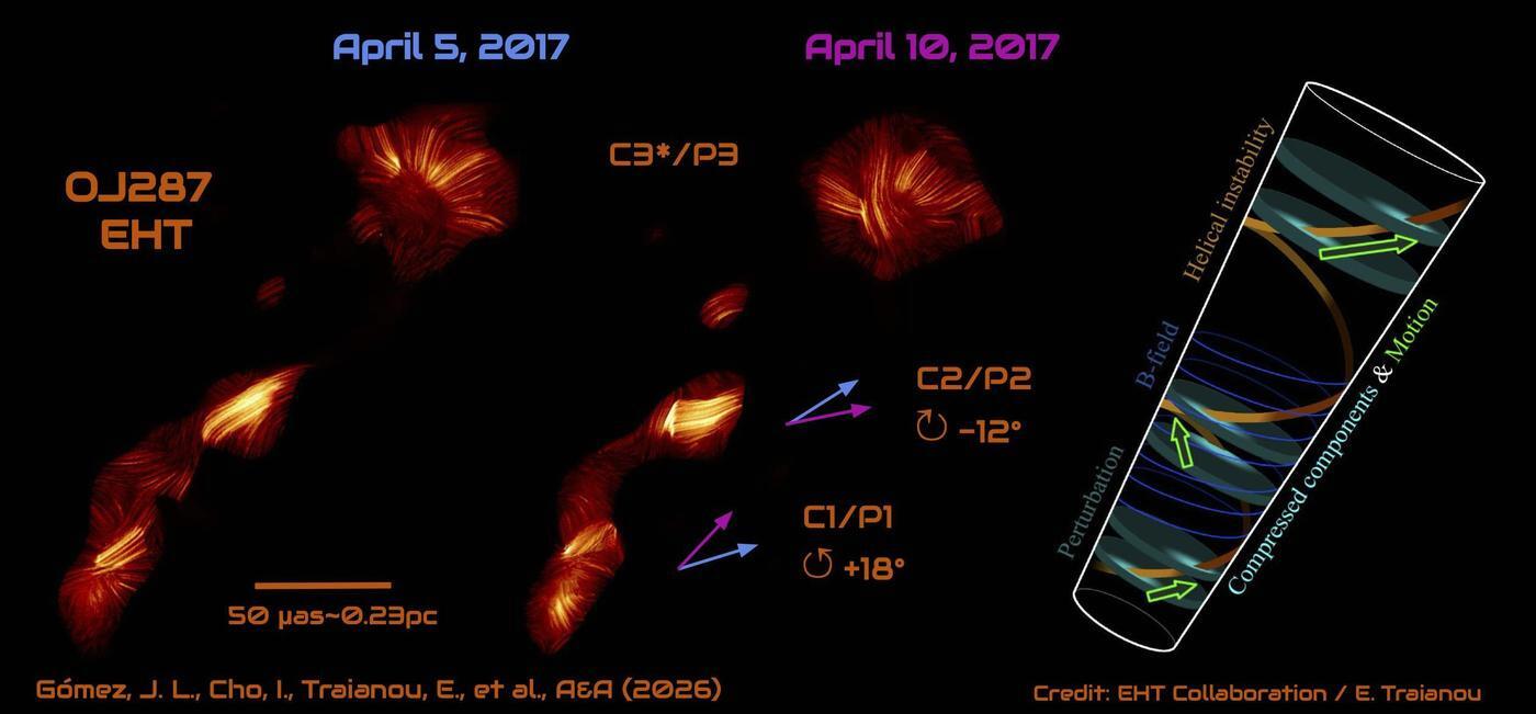 본문 이미지 - 사건지평선망원경으로관측한 OJ287의 모습.(천문연 제공)