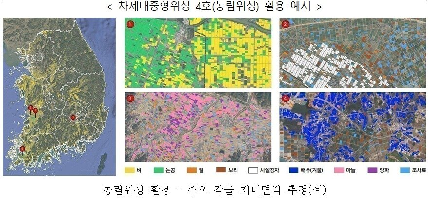 본문 이미지 - 차세대중형위성 4호(농림위성) 활용 예시.(우주항공청 제공)