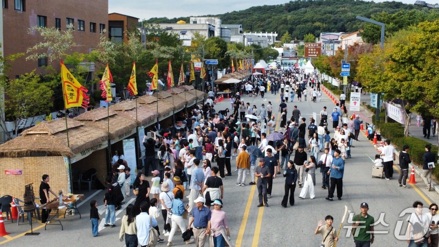 본문 이미지 - 제72회 백제문화제 체험부스 앞이 관람객들로 북적이고 있다.(부여군 제공) /뉴스1