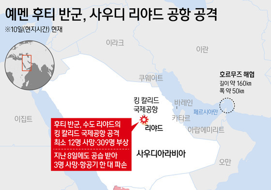 [그래픽] 예멘 후티 반군, 사우디 리야드 공항 공격