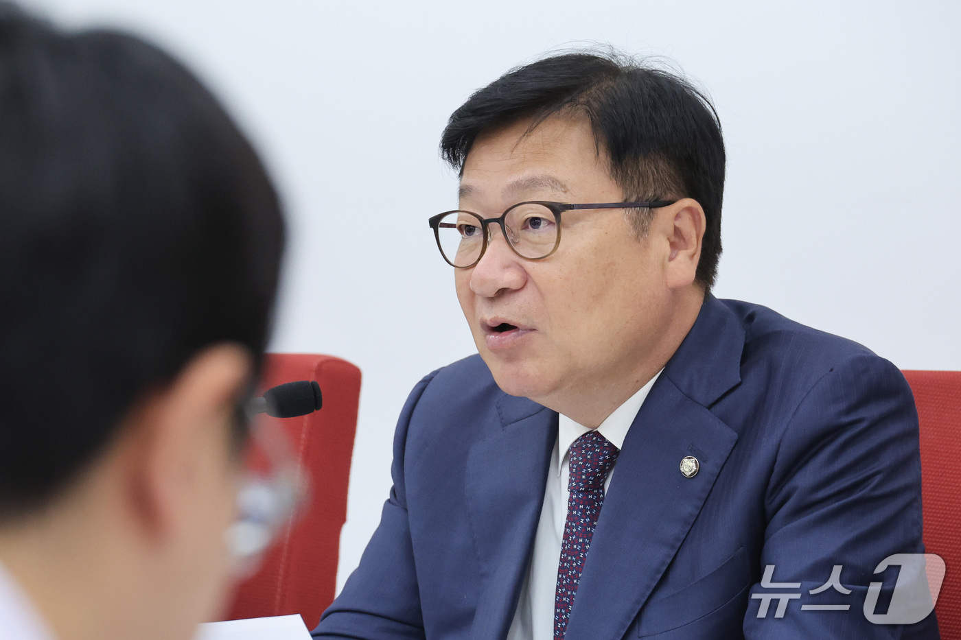 (서울=뉴스1) 신웅수 기자 = 정점식 국민의힘 원내대표가 11일 서울 여의도 국회에서 열린 국정감사 현안 관련 기자간담회에서 발언하고 있다. 2026.10.11/뉴스1
