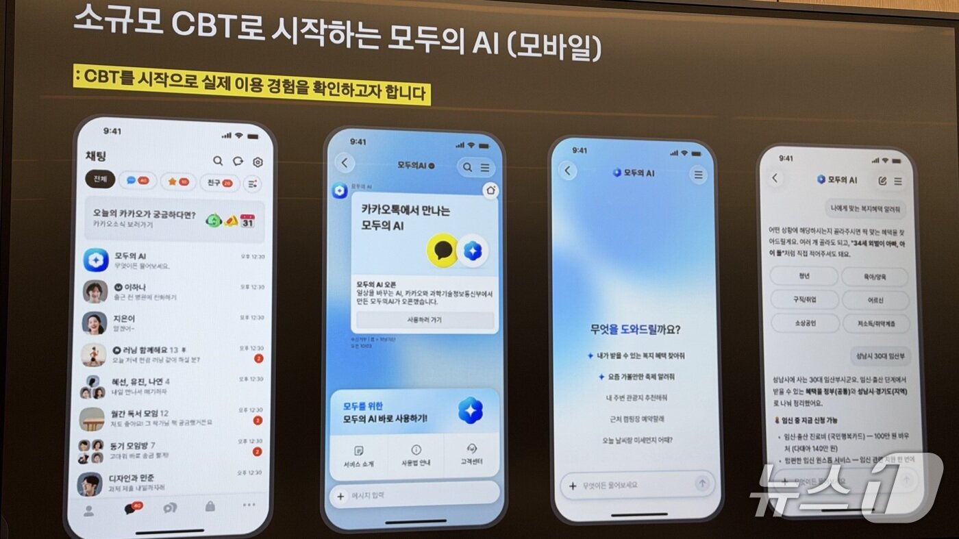 본문 이미지 - 카카오 컨소시엄의 '모두의 AI' 비공개 베타 테스트(CBT) 화면. 2026.10.14 ⓒ 뉴스1 이기범 기자