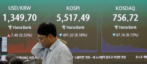 '바닥 뚫린' 코스피 5500선 무너졌다…6거래일 만에 20% 내려[장중시황]