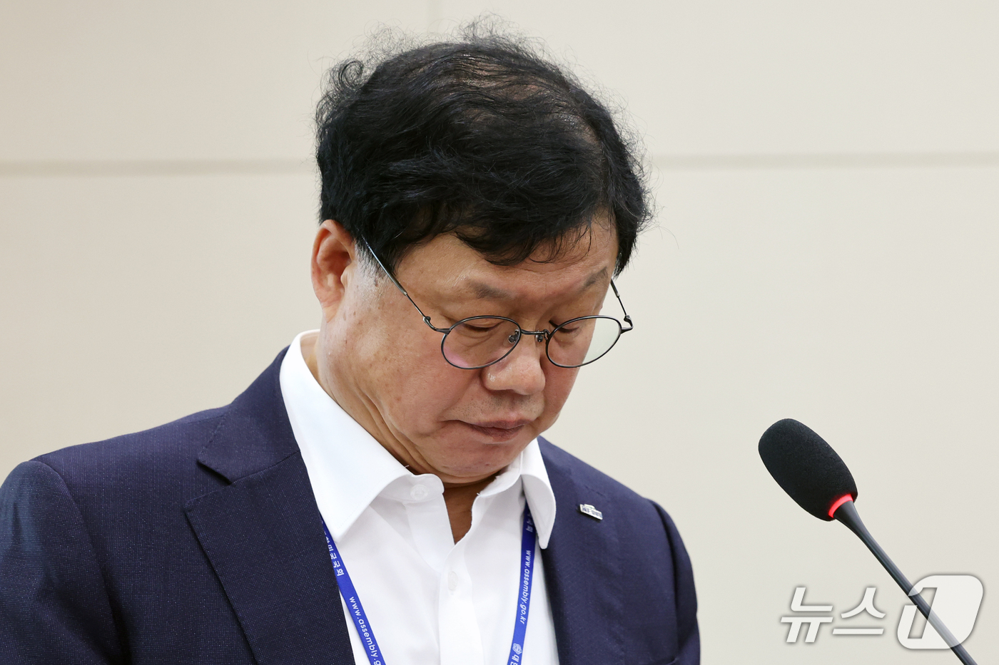 (서울=뉴스1) 황기선 기자 = 남광우 한국환경산업기술원장이 15일 서울 여의도 국회 기후에너지환경노동위원회에서 열린 중앙환경분쟁조정피해구제위원회 등에 대한 국정감사에서 의원 질의 …