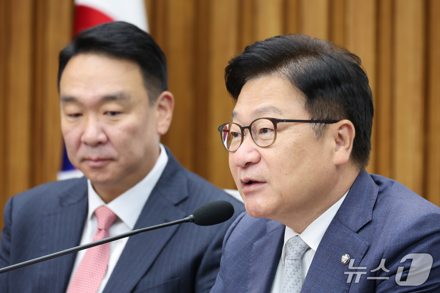 (서울=뉴스1) 신웅수 기자 = 정점식 국민의힘 원내대표가 16일 서울 여의도 국회에서 열린 국정감사 대책회의에서 발언하고 있다. 2026.10.16/뉴스1