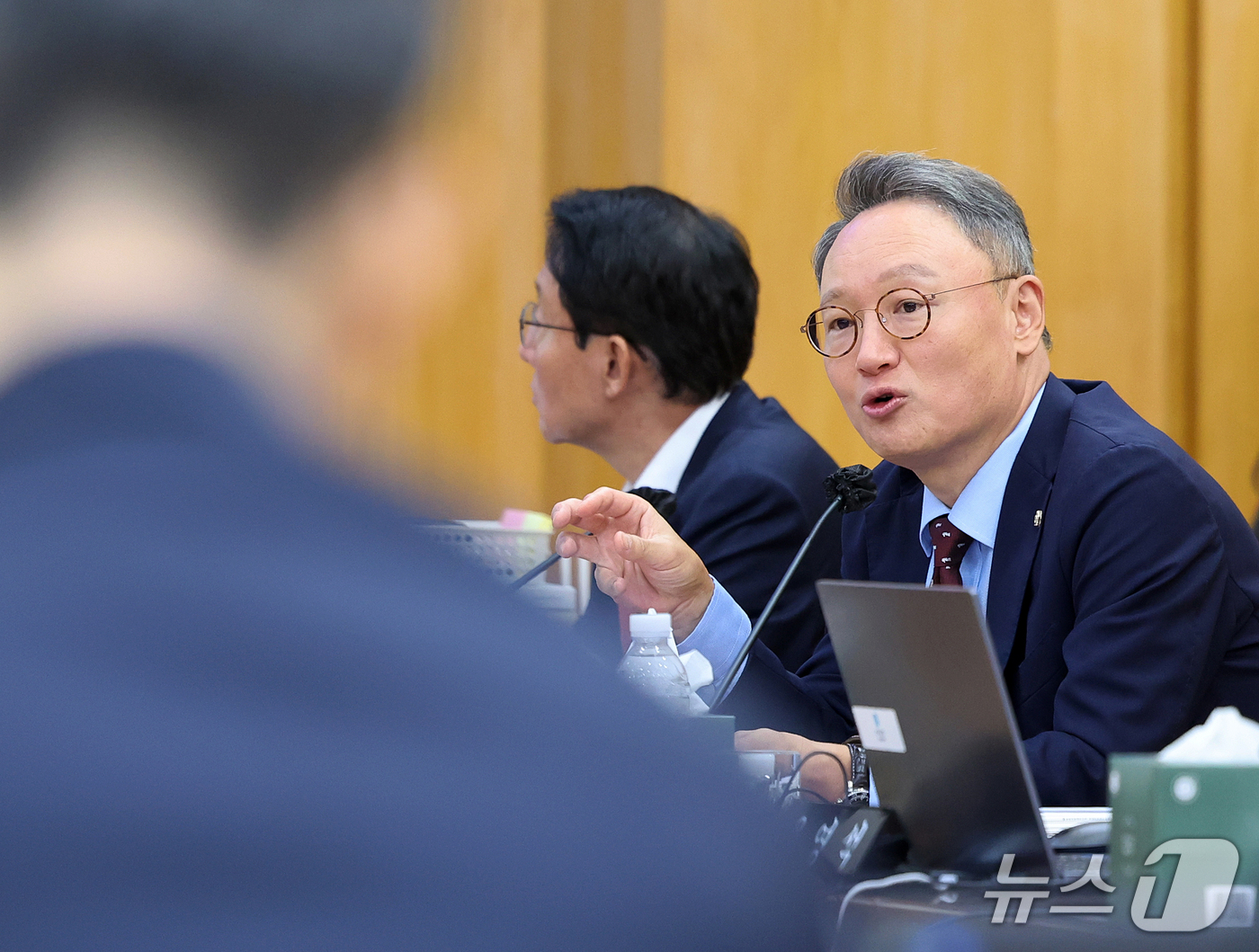 (대구=뉴스1) 공정식 기자 = 안상훈 국민의힘(비례대표) 의원이 16일 대구 중구 한국은행 대구경북본부에서 열린 국회 재정경제기획위원회의 동북·동남지방데이터청, 부산·대구지방국세 …
