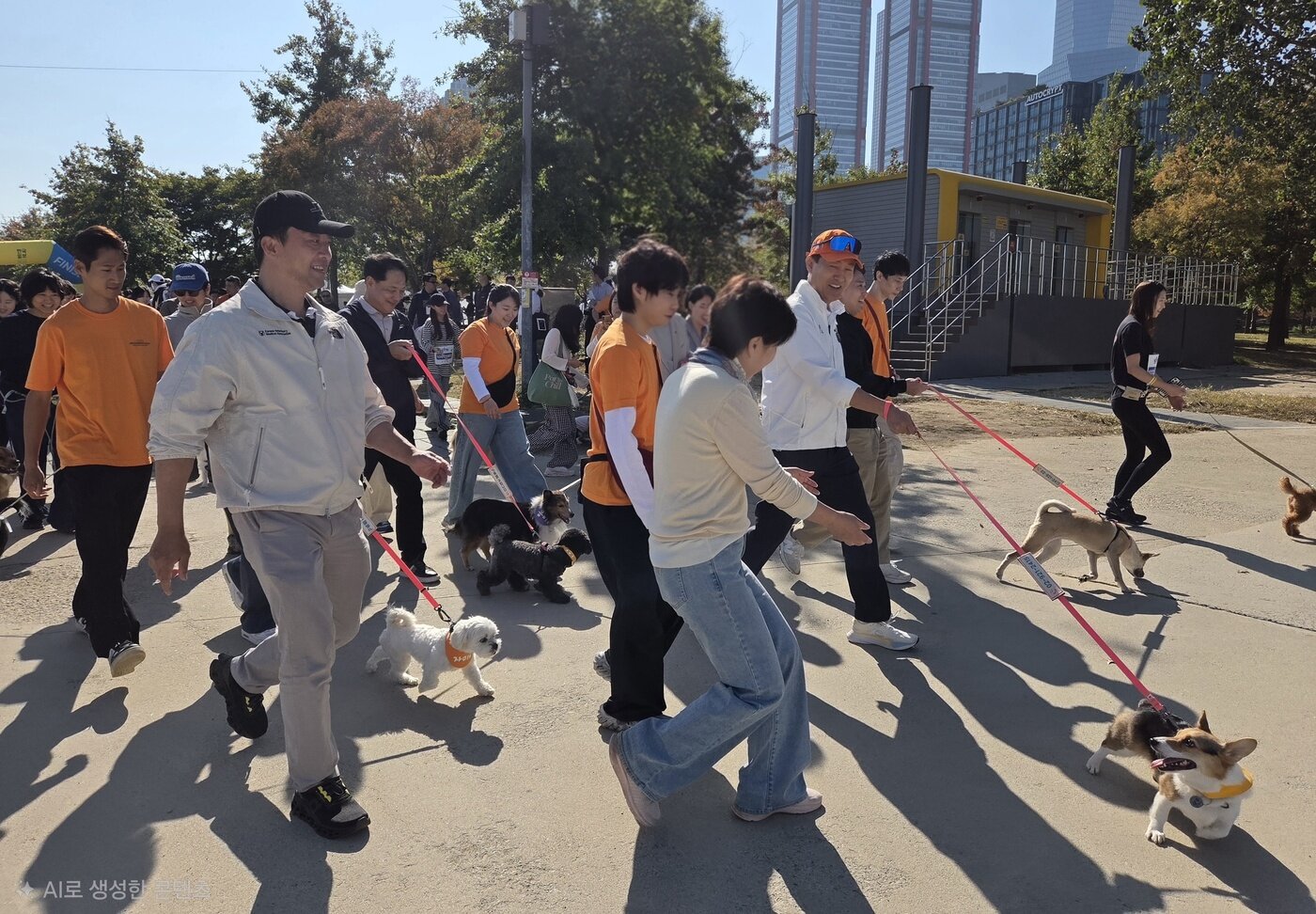 본문 이미지 - 반려견 행복런 출발 행사에 참석한 오세훈 서울시장, 배진선 서울시 동물보호과장, 황정연 서울시수의사회장 등. ⓒ 뉴스1