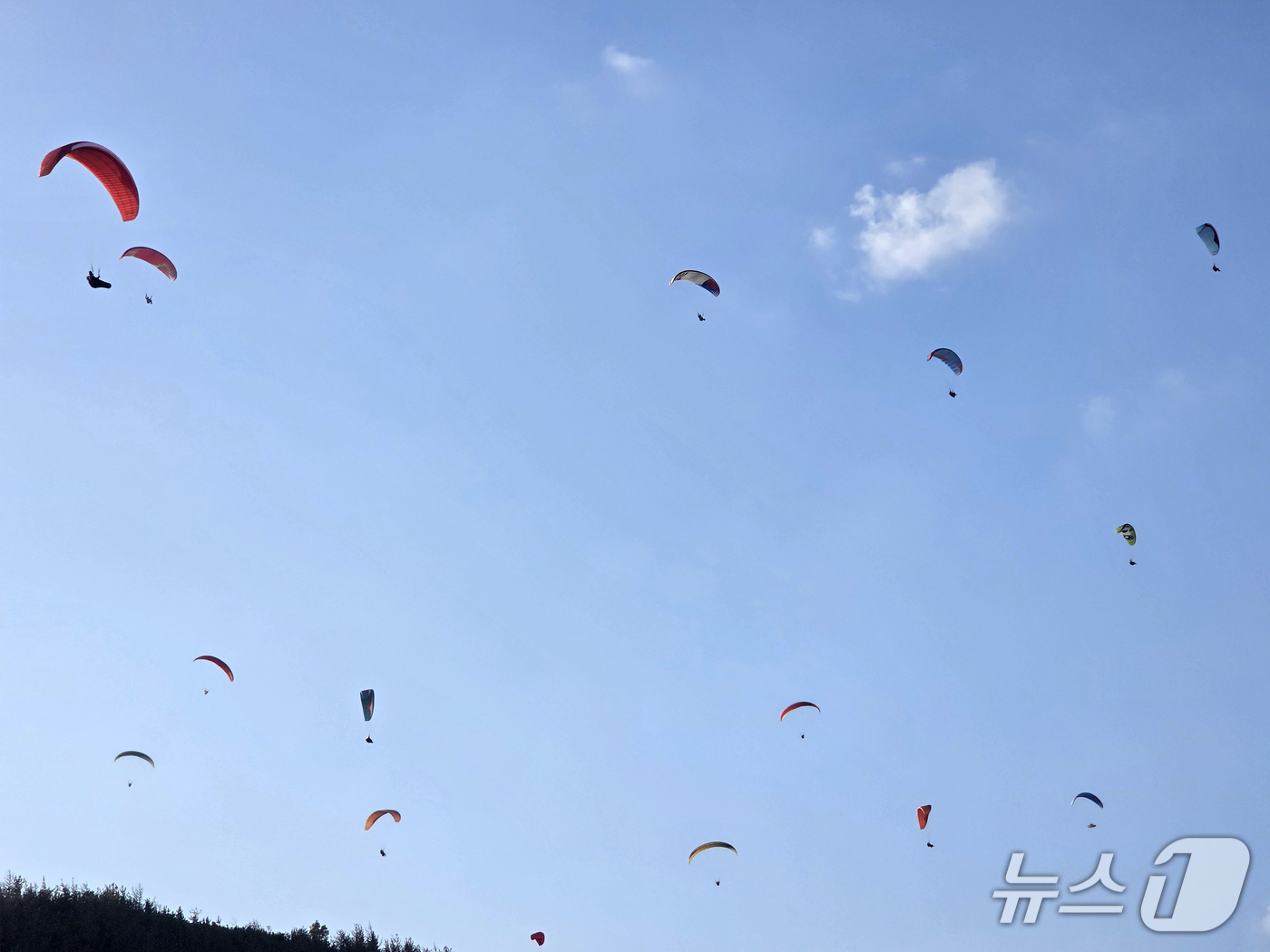 (포항=뉴스1) 최창호 기자 = 제26회 대한체육회장기 전국 패러글라이딩 대회 및 항공레저페스티벌 개막을 하루 앞둔 17일 오후 대회 장소인 경북 포항시 북구 흥해읍 곤륜산에서 이 …