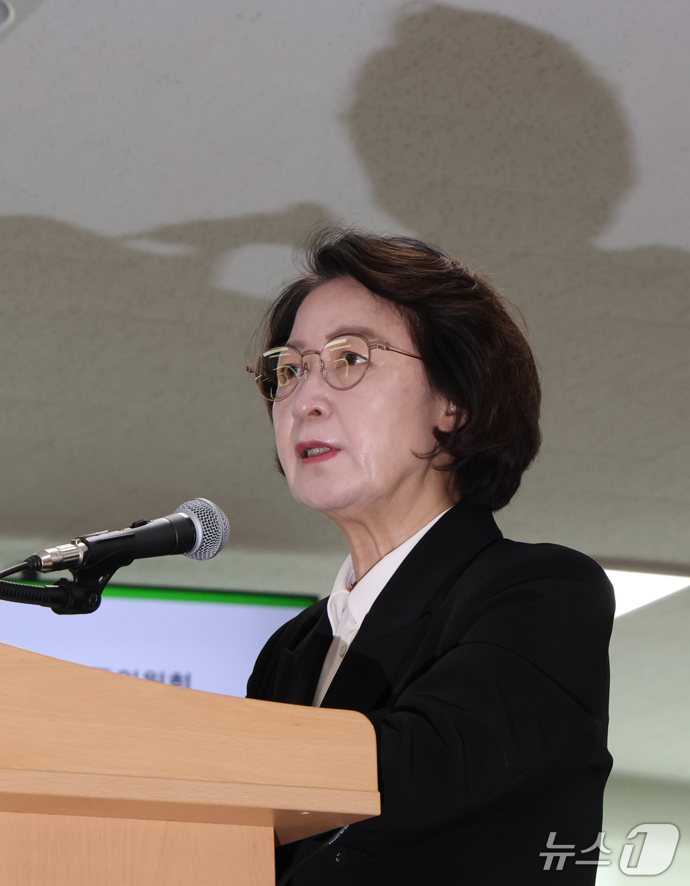 (수원=뉴스1) 김영운 기자 = 추미애 경기도지사가 19일 경기 수원시 영통구 경기도청에서 열린 국회 국토교통위원회의 경기도에 대한 국정감사에서 업무보고를 하고 있다. 2026.1 …