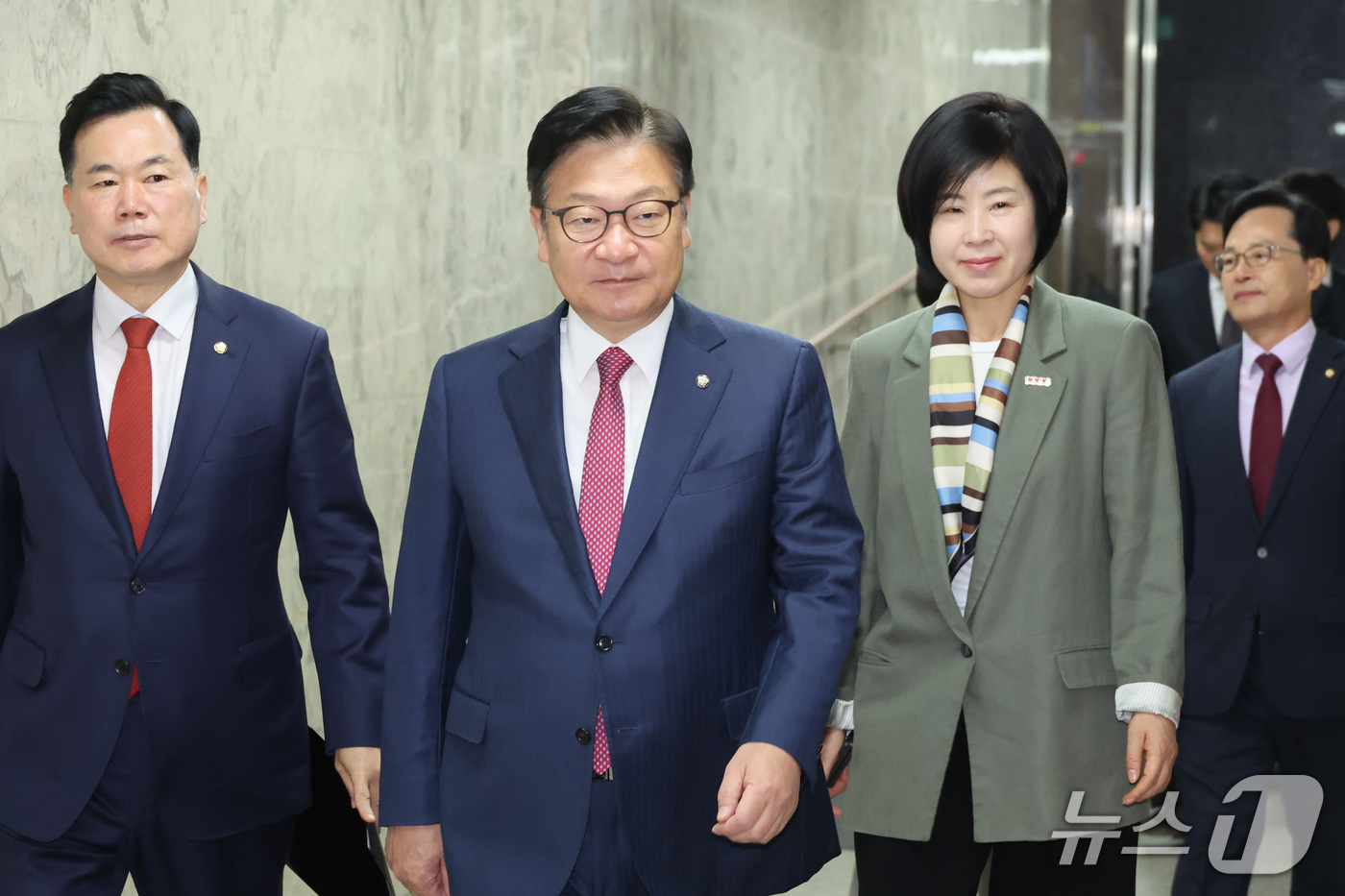 (서울=뉴스1) 신웅수 기자 = 정점식 국민의힘 원내대표가 2일 서울 여의도 국회에서 열린 국정감사대책회의에 참석하고 있다. 2026.10.2/뉴스1