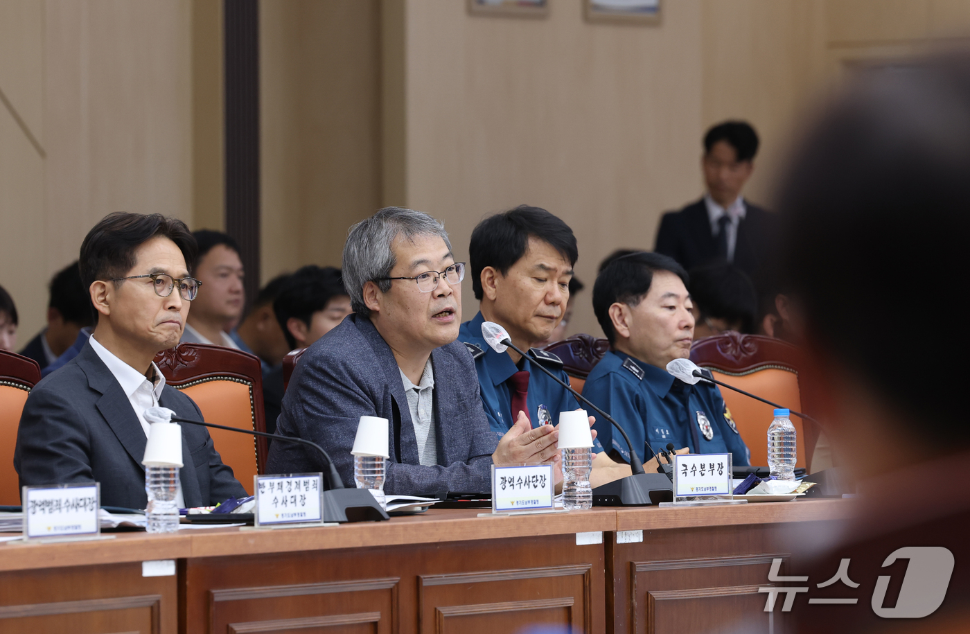 (수원=뉴스1) 김영운 기자 = 홍석기 국가수사본부장이 2일 경기 수원시 장안구 경기남부경찰청에서 열린 '개정 형소법 시행 대비 경찰서장, 수사부서장 회의'에서 모두발언을 하고 있 …