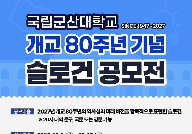 국립군산대, '개교 80주년' 학생·지역민 아이디어로 미래 비전 그린다