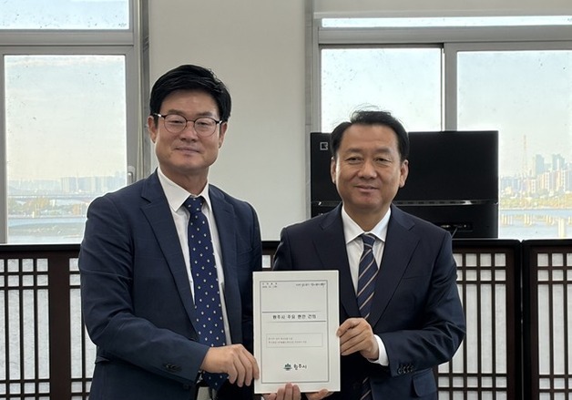 이광재 만난 구자열 원주시장, '여주~원주 복선 전철 예산' 강조