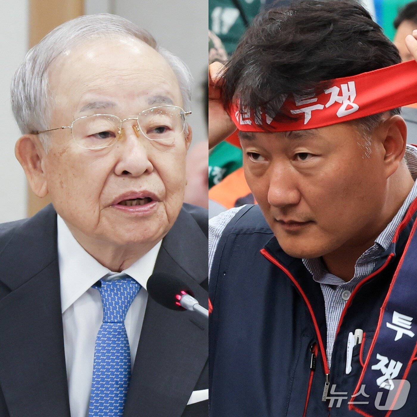 본문 이미지 - 손경식 한국경영자총협회 회장(왼쪽)과 양경수 전국민주노동조합총연맹 위원장 ⓒ 뉴스1 DB