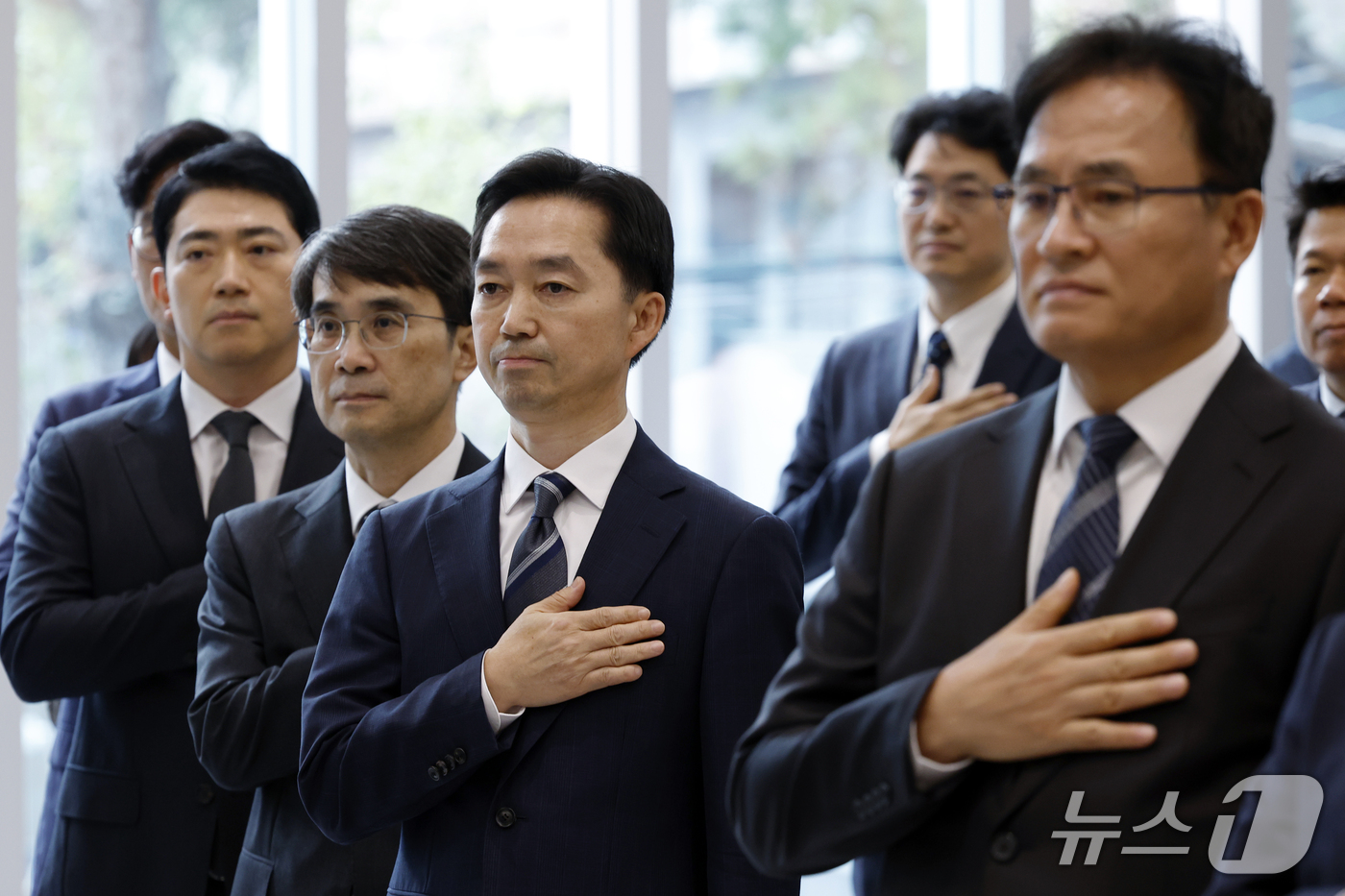 이재명 존재 의의 증명 발언 당일 김지용 중수청장 취임식 국민의례와 중수청 구성원 사진