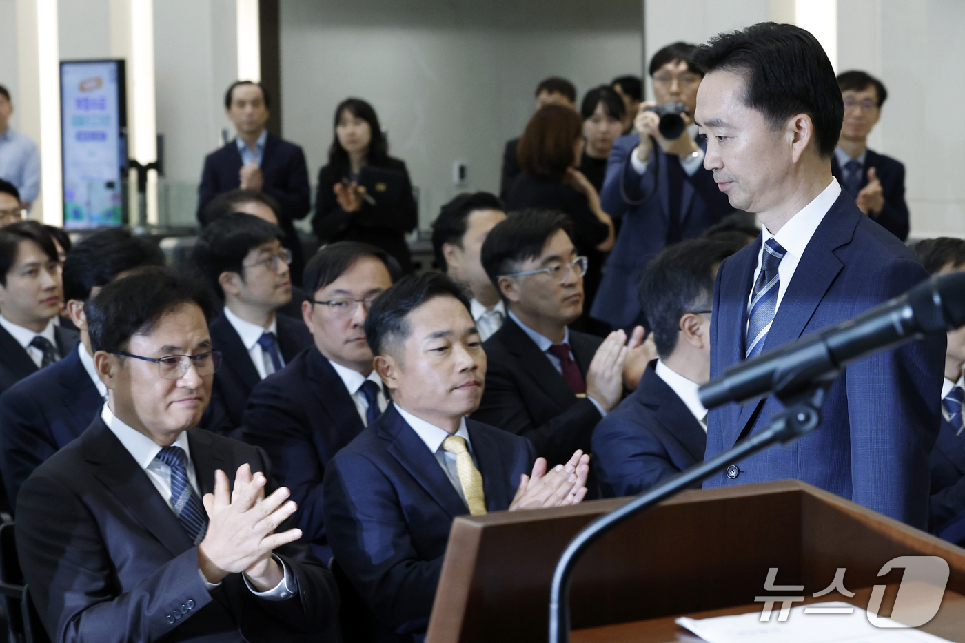 (서울=뉴스1) 박정호 기자 = 김지용 중수청장이 20일 오후 서울시 중구 수표동 중대범죄수사청에서 열린 초대 중대범죄수사청장 취임식에 참석하고 있다. 2026.10.20/뉴스1