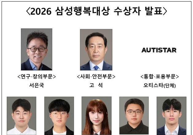 '행복 연구' 서은국 교수, '어린이 안전' 고석 관장…삼성행복대상 수상