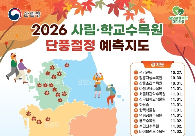 산림청, 한택식물원 등 단풍·가을축제 수목원 5곳 추천