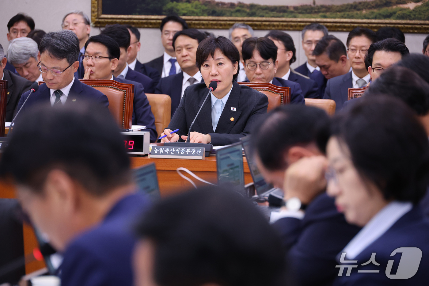 (서울=뉴스1) 신웅수 기자 = 송미령 농림축산식품부 장관이 22일 서울 여의도 국회에서 열린 농림축산식품해양수산위원회의 농림축산식품부 등에 대한 종합감사에서 의원 질의에 답변하고 …