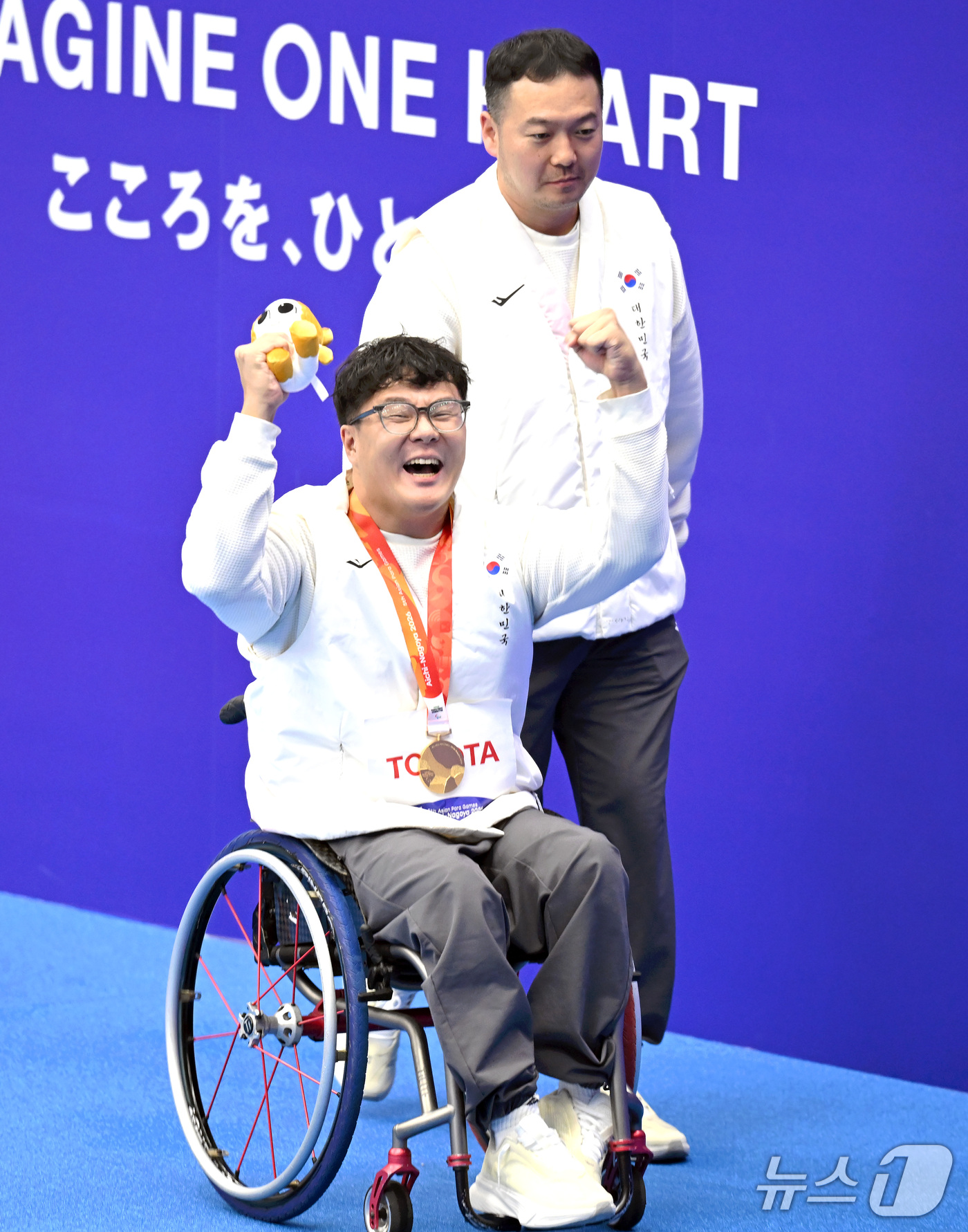 (서울=뉴스1) 사진공동취재단 = 대한민국 조기성이 22일 일본 나고야시 종합체육관에서 열린 2026 아이치·나고야 장애인아시안게임 수영 남자 개인혼영 150m(스포츠등급 SM4) …
