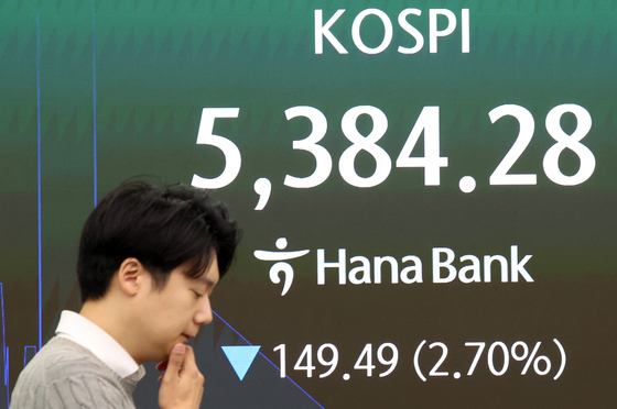 'SK하닉 선방' 코스피, 낙폭 줄여 5400선 등락…외인 7600억 순매도[장중시황]