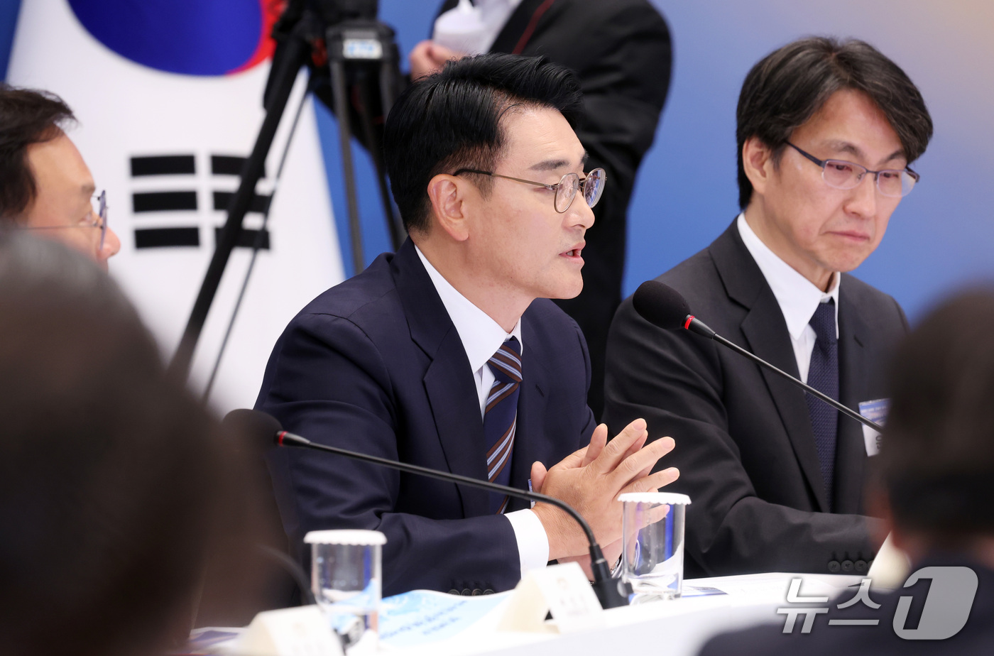 (서울=뉴스1) 이재명 기자 = 박용진 규제합리화위원회 부위원장이 23일 청와대 영빈관에서 열린 규제합리화위원회 제2차 전체회의에서 발언하고 있다. 2026.10.23/뉴스1