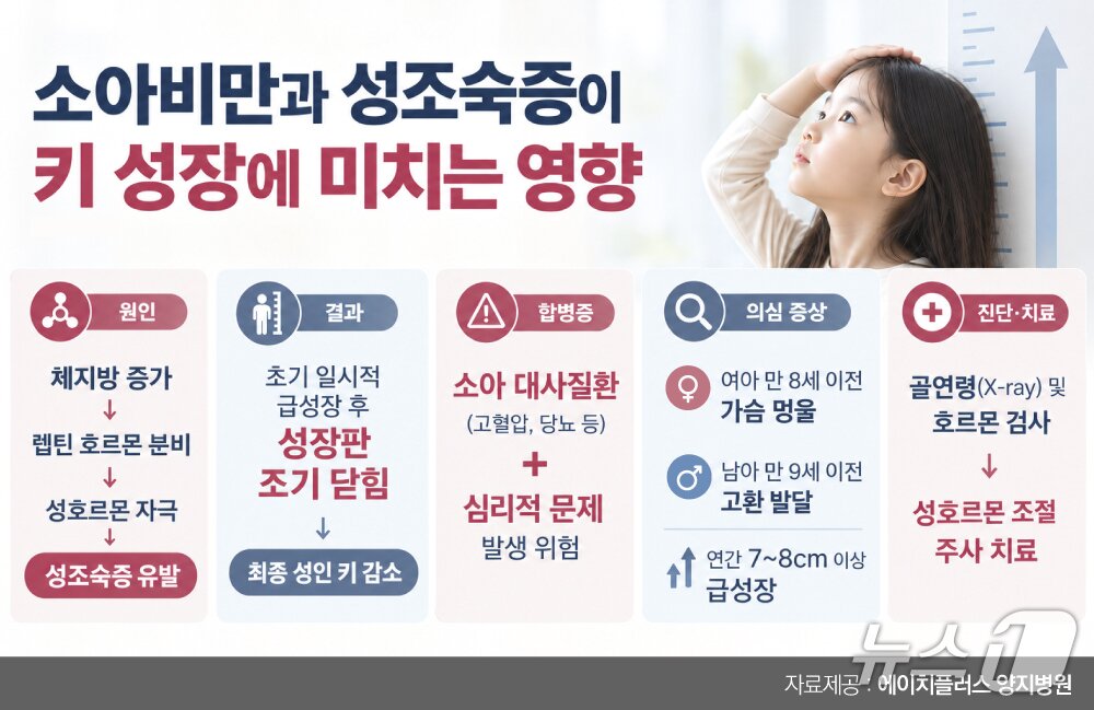 본문 이미지 - 소아비만이 성조숙증이 미치는 영향.(에이치플러스 양지병원 제공)