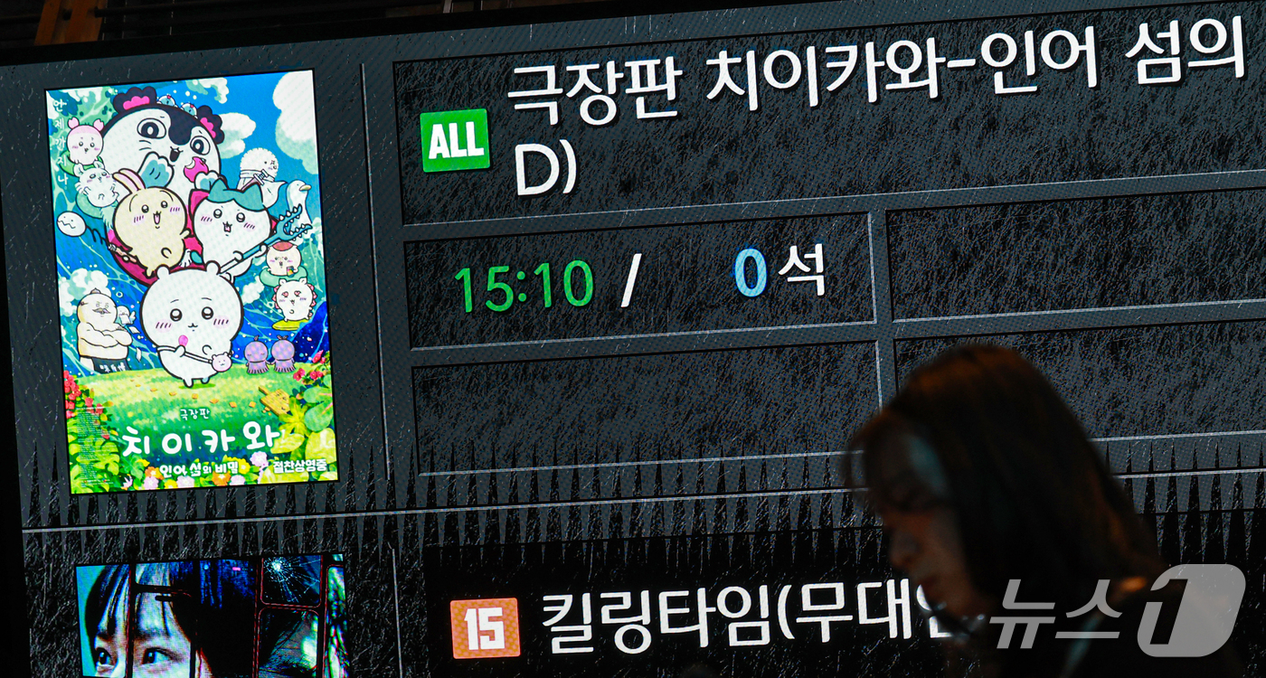 (서울=뉴스1) 이호윤 기자 = 일본 극장판 애니메이션 '극장판 치이카와: 인어 섬의 비밀'이 11일 연속 박스오피스 정상을 굳건히 지키며 211만 관객을 돌파한 25일 서울 용산 …