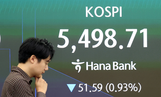 코스피 5500선 깨져 '6개월' 최저…유가 급등·슈퍼위크 경계감[시황종합]