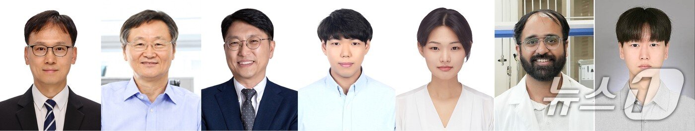 본문 이미지 - 좌측부터 김진영 교수, 이재성 교수, 임한권 교수, 김재형 연구원, 이연정 연구원, 다르미쉬 한소라 박사, 문종아 연구원.(UNIST 제공. 재판매 및 DB 금지)/뉴스1