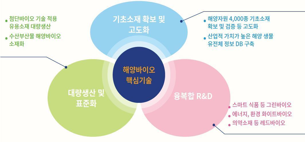 본문 이미지 - 우리나라의 해양바이오 핵심기술 개발목표(출처: 해양수산부(2022.7))