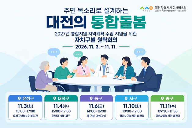 대전사회서비스원, 5개구와 함께 '통합지원 지역계획 수립 지원' 원탁회의