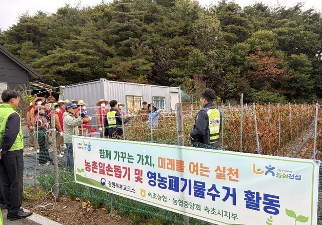 강원농협·보라미봉사단, 춘천·속초서 가을철 농가 일손 지원