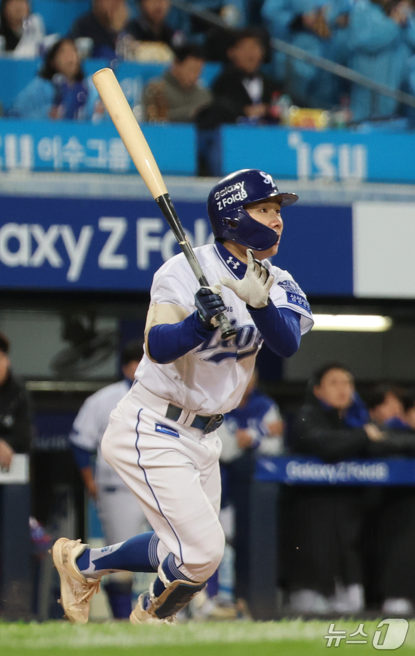(대구=뉴스1) 박지혜 기자 = 27일 오후 대구 삼성라이온즈파크에서 열린 프로야구 2026 신한 SOL KBO 포스트시즌 플레이오프 2차전 KIA 타이거즈와 삼성 라이온즈의 경기 …