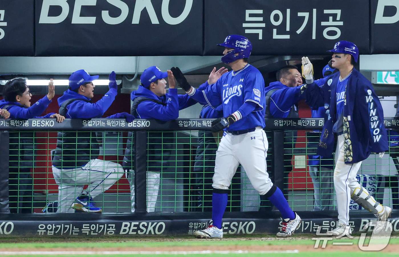 (전남광주=뉴스1) 안은나 기자 = 29일 전남광주 북구 광주기아챔피언스필드에서 열린 프로야구 2026 신한 SOL KBO 포스트시즌 플레이오프 3차전 삼성 라이온즈와 KIA 타이 …