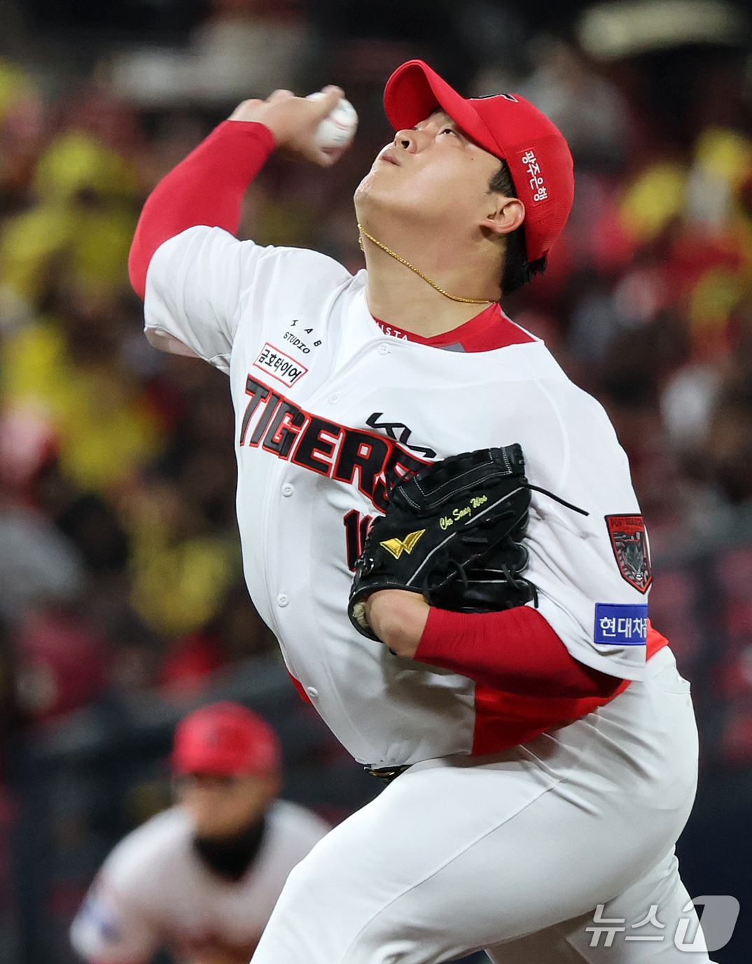 (전남광주=뉴스1) 김진환 기자 = 29일 오후 전남광주 기아챔피언스필드에서 열린 프로야구 2026 신한 SOL KBO 포스트시즌 플레이오프 3차전 삼성 라이온즈와 KIA 타이거즈 …