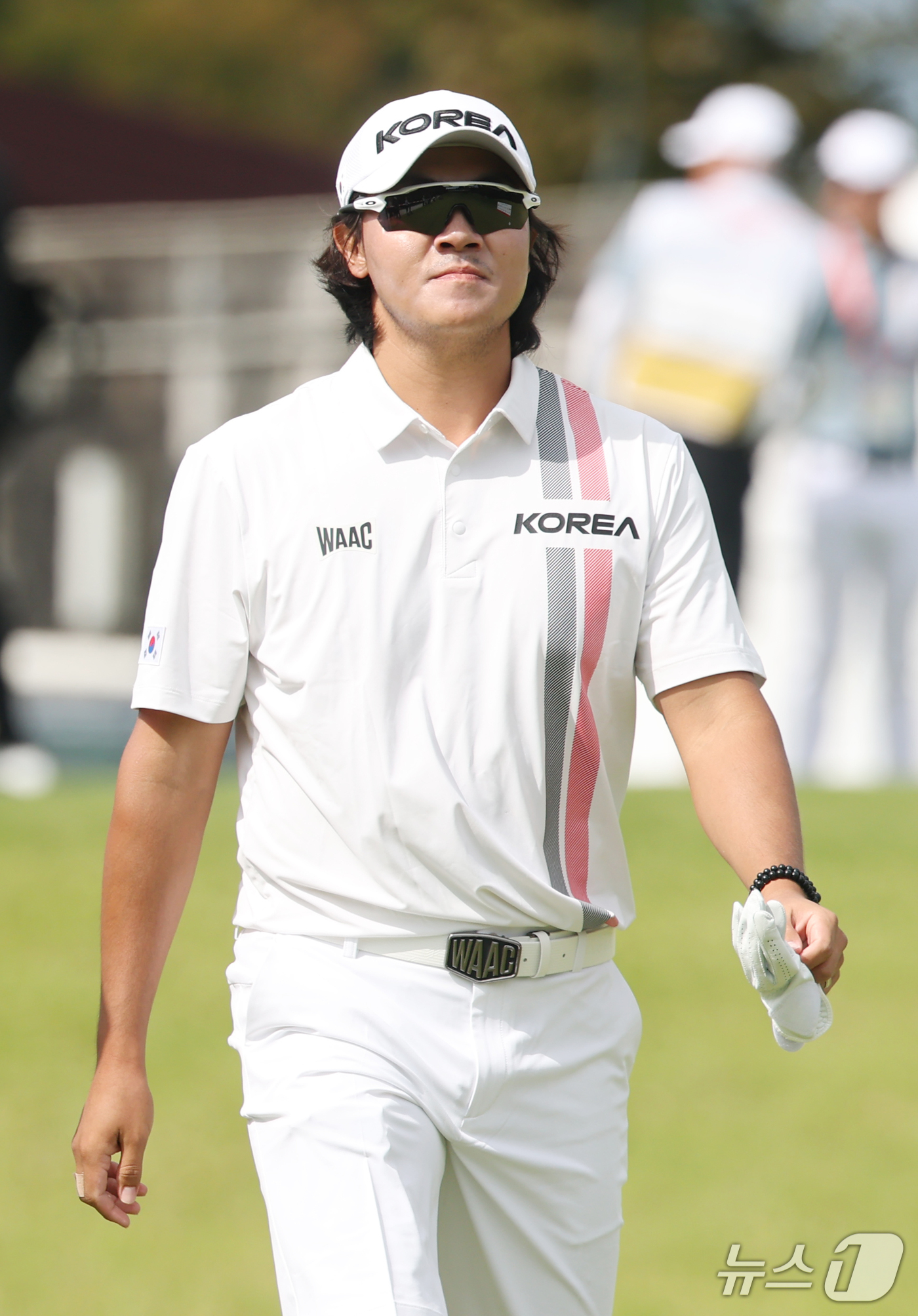 (가스가이=뉴스1) 김민지 기자 = 대한민국 김성현이 3일 일본 아이치현 가스가이 컨트리클럽 동코스에서 열린 2026 아이치·나고야 아시안게임 남자 골프 최종라운드 1번홀에서 티샷 …