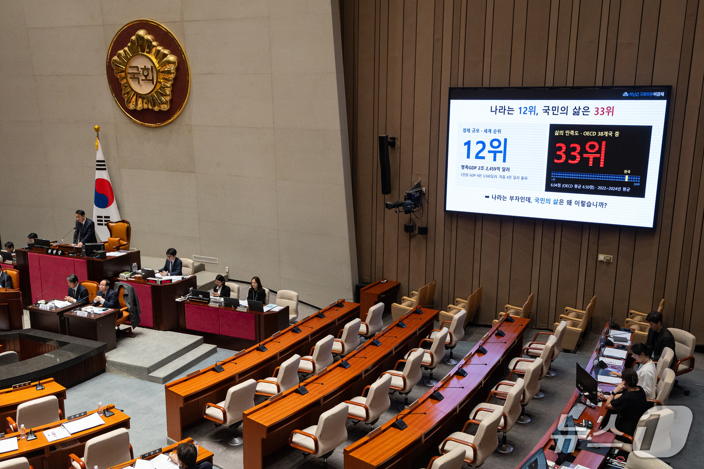 (서울=뉴스1) 유승관 기자 = 이광재 국회 예산결산특별위원장이 30일 서울 여의도 국회에서 열린 제439회 국회(정기회) 예산결산특별위원회 제2차 전체회의 2027년도 예산안 및 …