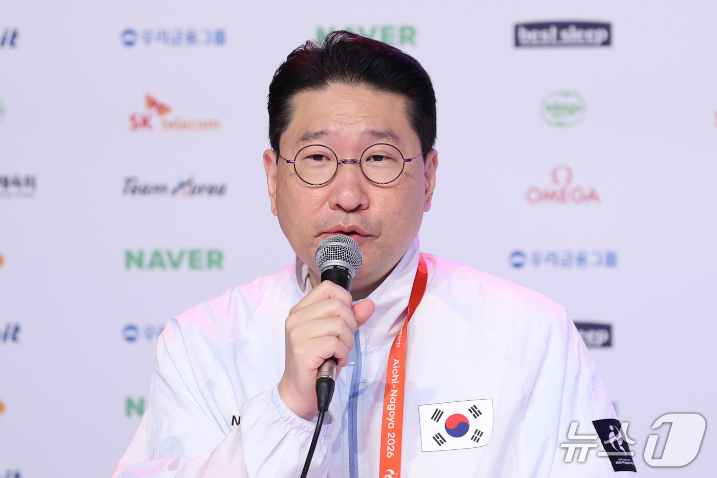 (나고야=뉴스1) 안은나 기자 = 이상현 선수단장이 4일 일본 라이브스 나고야 코리아하우스에서 열린 2026 아이치·나고야 아시안게임 대한민국 선수단 결산 기자회견에서 인사말을 하 …