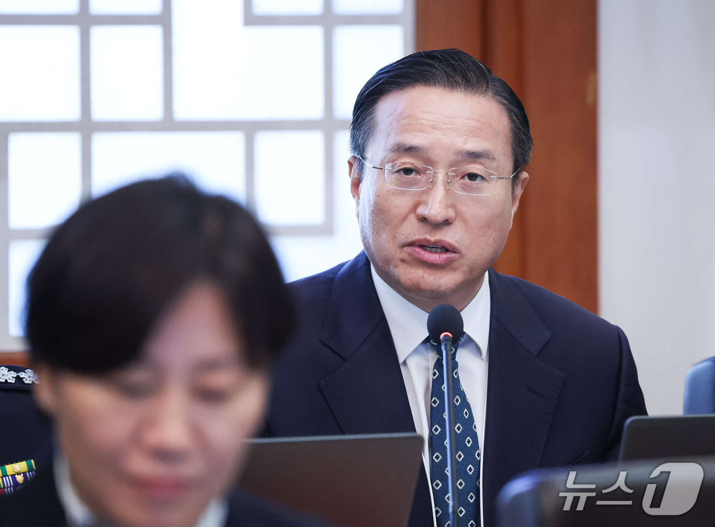 (서울=뉴스1) 허경 기자 = 이정현 공소청장 직무대행이 6일 청와대에서 열린 국무회의에서 발언을 하고 있다. 2026.10.6/뉴스1
