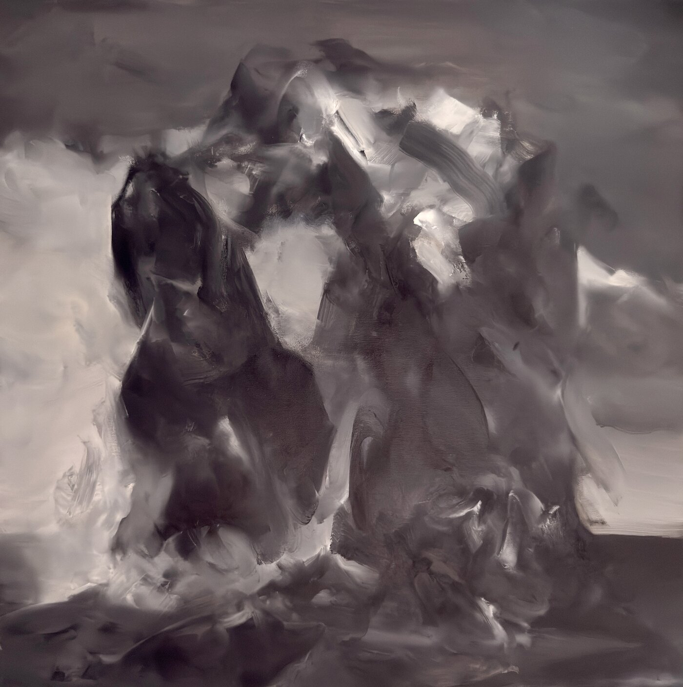 본문 이미지 - 하지훈, Isle of Tempest #5, 73x73cm, acrylic, oil on canvas, 2026 (이화익갤러리 제공)