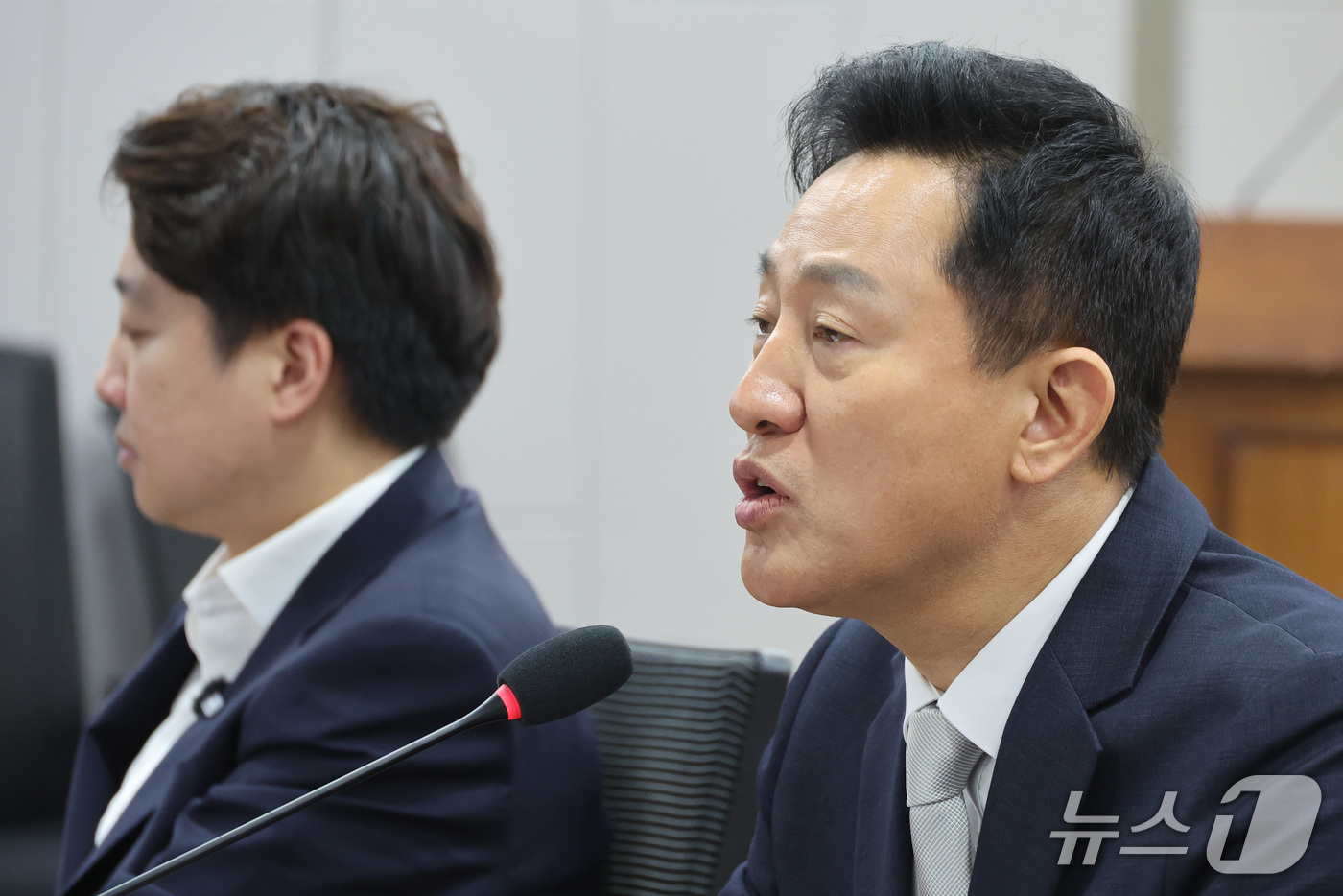(서울=뉴스1) 신웅수 기자 = 오세훈 서울시장이 7일 서울 여의도 국회 의원회관에서 열린 수도권 주거혁신포럼 세미나에서 기조강연을 하고 있다. 2026.10.7/뉴스1